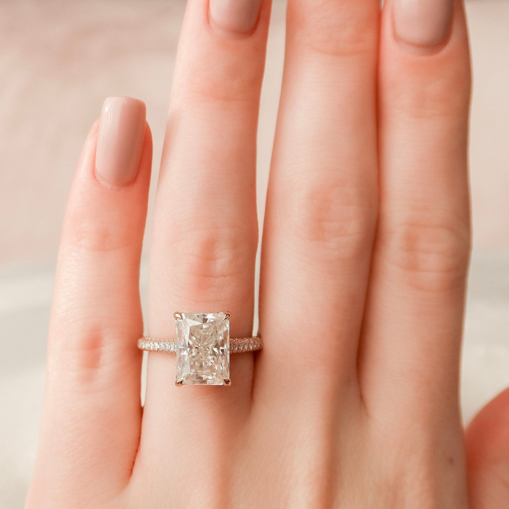 5.50 CT Radiant Moissanite Pave Setting Engagement Ring