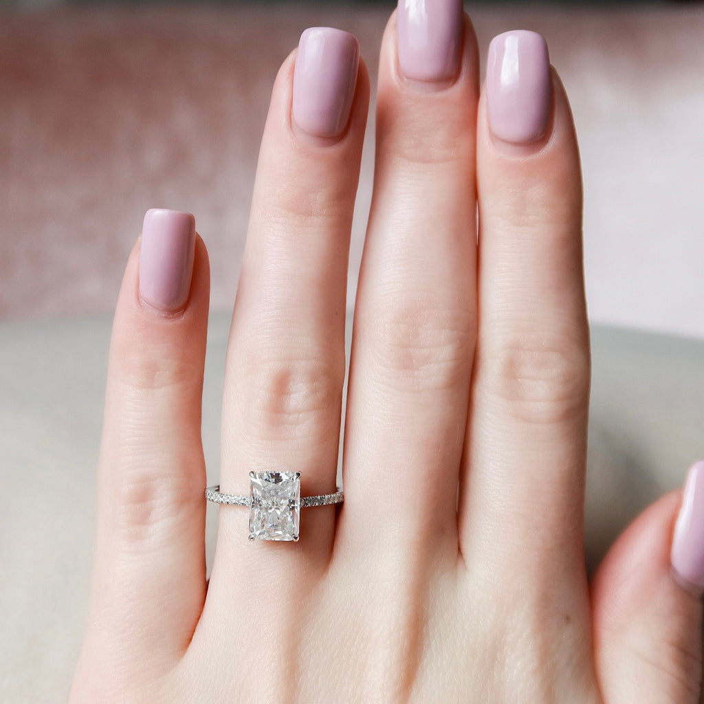 3.50 CT Radiant Moissanite Pave Setting Engagement Ring