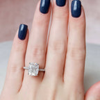 6.0 CT Elongated Cushion Moissanite Hidden Halo Setting Engagement Ring