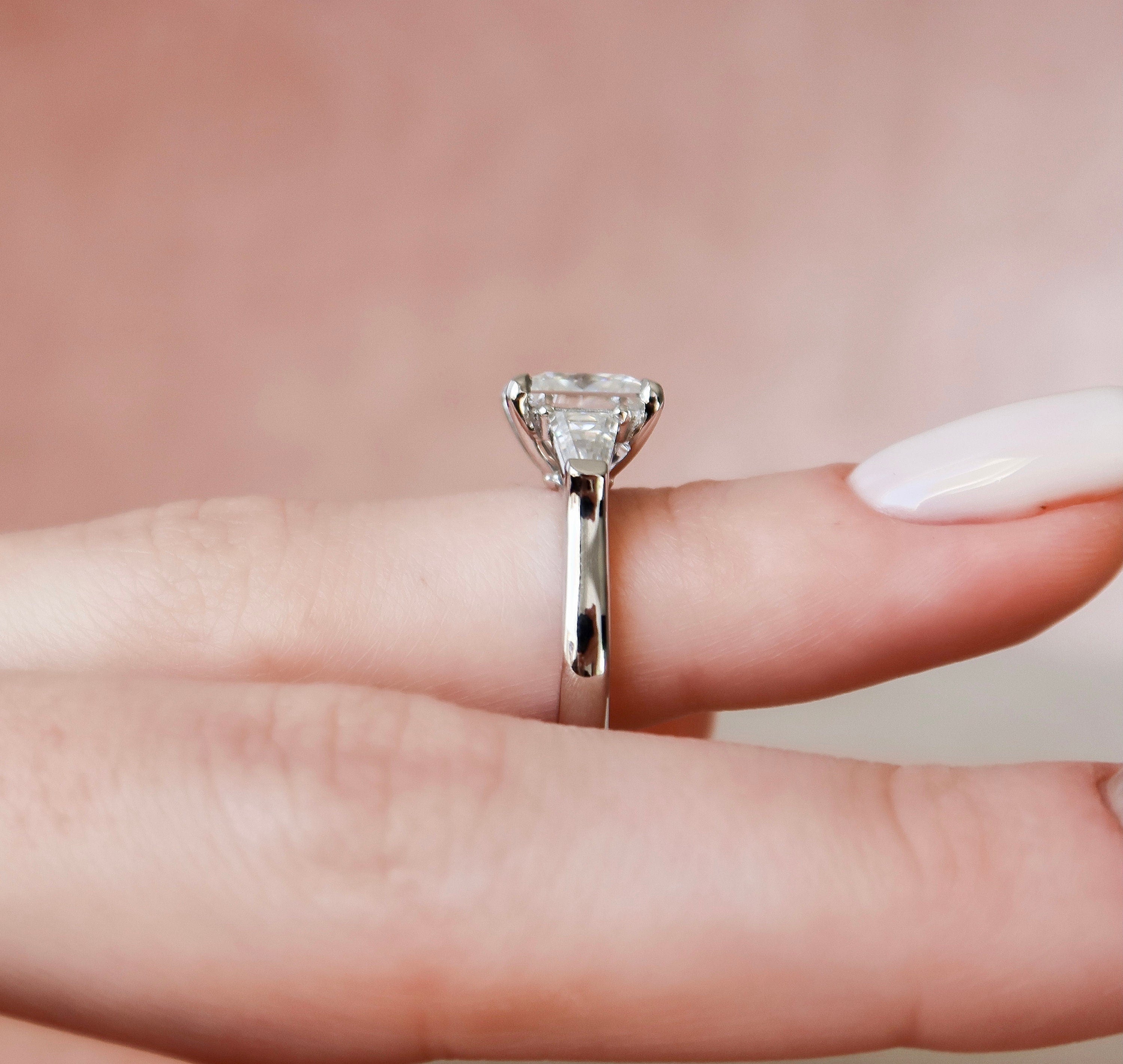 3.0 CT Princess Cut Moissanite Three Stones Engagement Ring