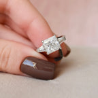 3.0 CT Princess Cut Moissanite Three Stones Engagement Ring