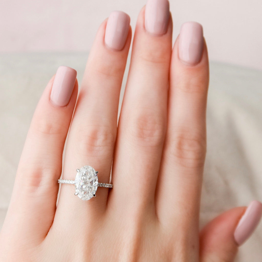 3.50 CT Oval Cut Moissanite Pave Setting Engagement Ring