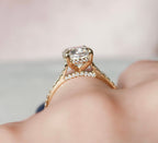 2.50 CT Elongated Cushion Moissanite Pave Setting Engagement Ring