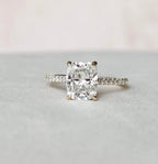 2.50 CT Elongated Cushion Moissanite Pave Setting Engagement Ring