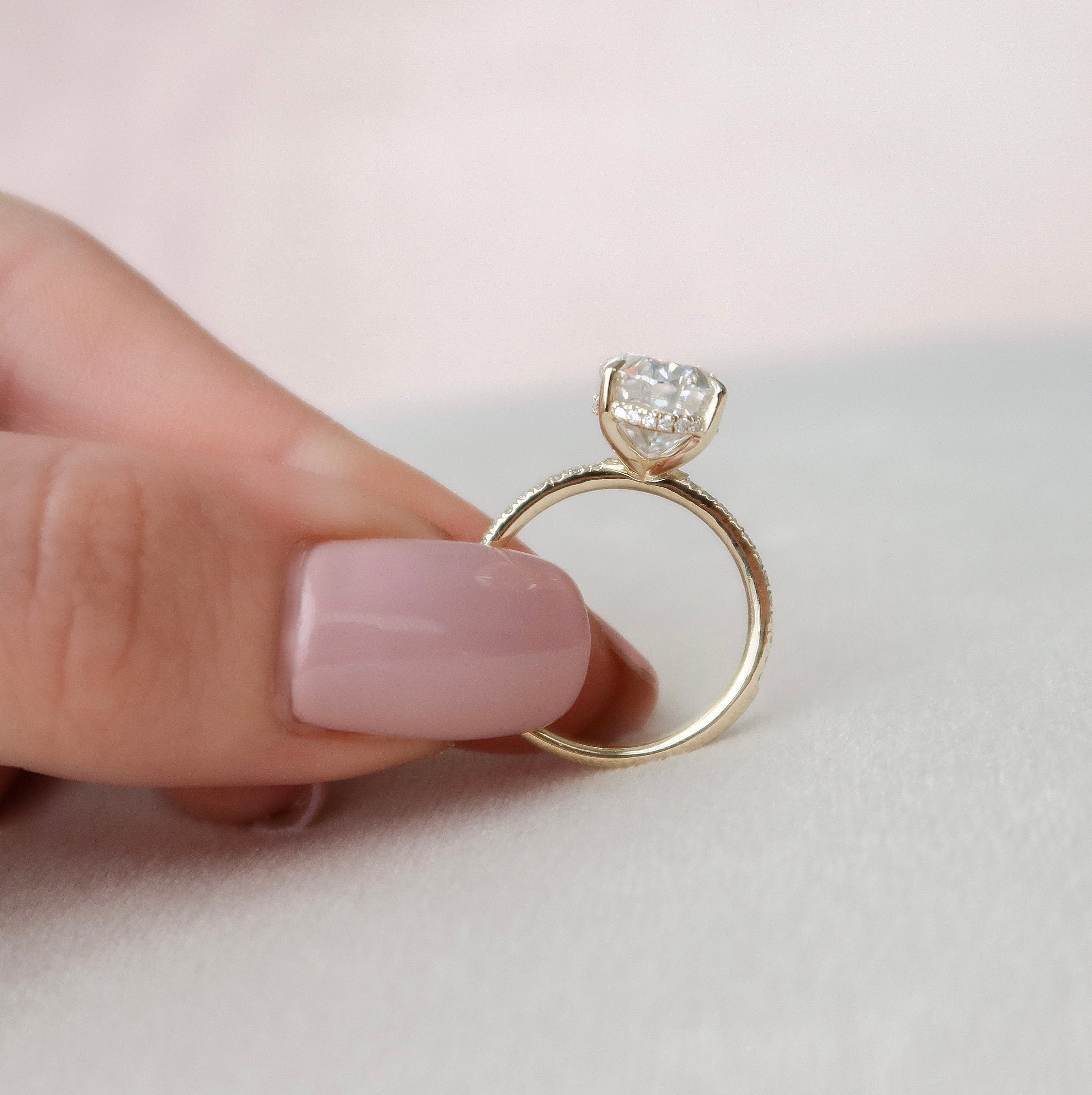 3.50 CT Oval Cut Moissanite Pave Setting Engagement Ring
