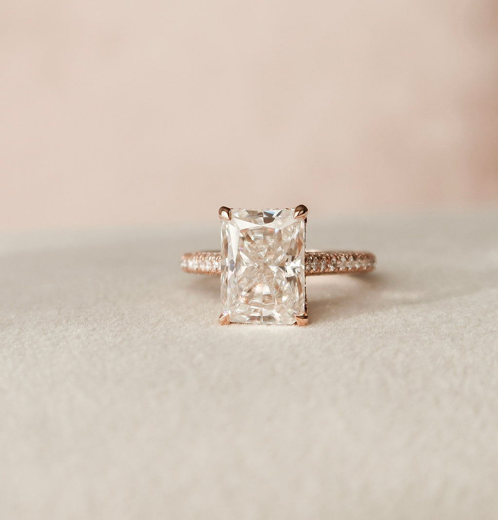 5.50 CT Radiant Moissanite Pave Setting Engagement Ring