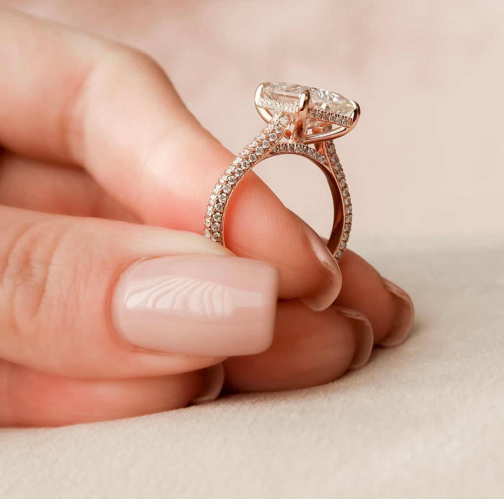 5.50 CT Radiant Moissanite Pave Setting Engagement Ring