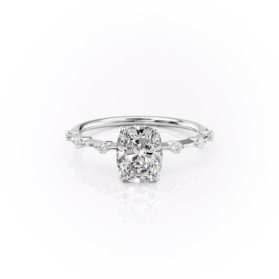 2.0 CT Elongated Cushion Moissanite Dainty Style Engagement Ring