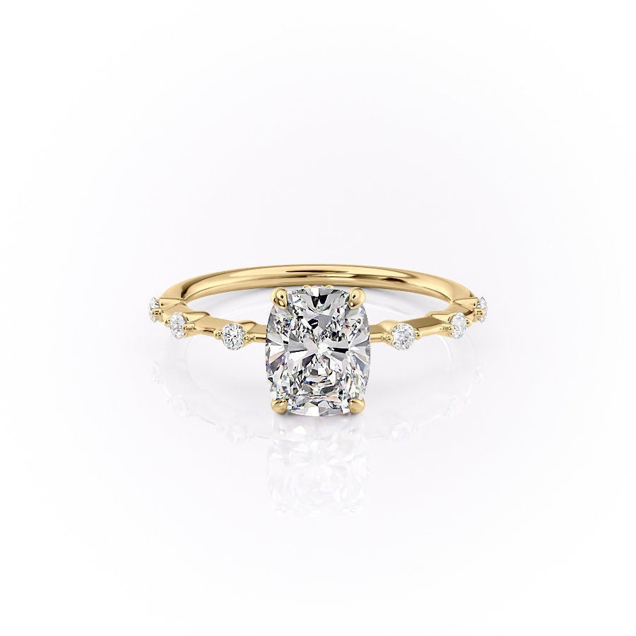 2.0 CT Elongated Cushion Moissanite Dainty Style Engagement Ring