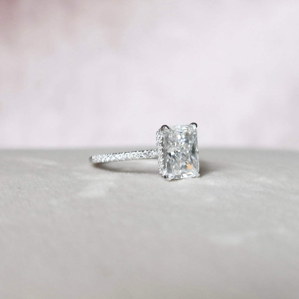 3.50 CT Radiant Moissanite Pave Setting Engagement Ring
