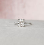 2.50 CT Elongated Cushion Moissanite000 Pave Setting Engagement Ring