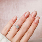 2.0 CT Cushion Cut Moissanite Hidden Halo Engagement Ring