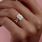 2.0CT Emerald Cut Moissanite Nature Inspired Style Engagement Ring