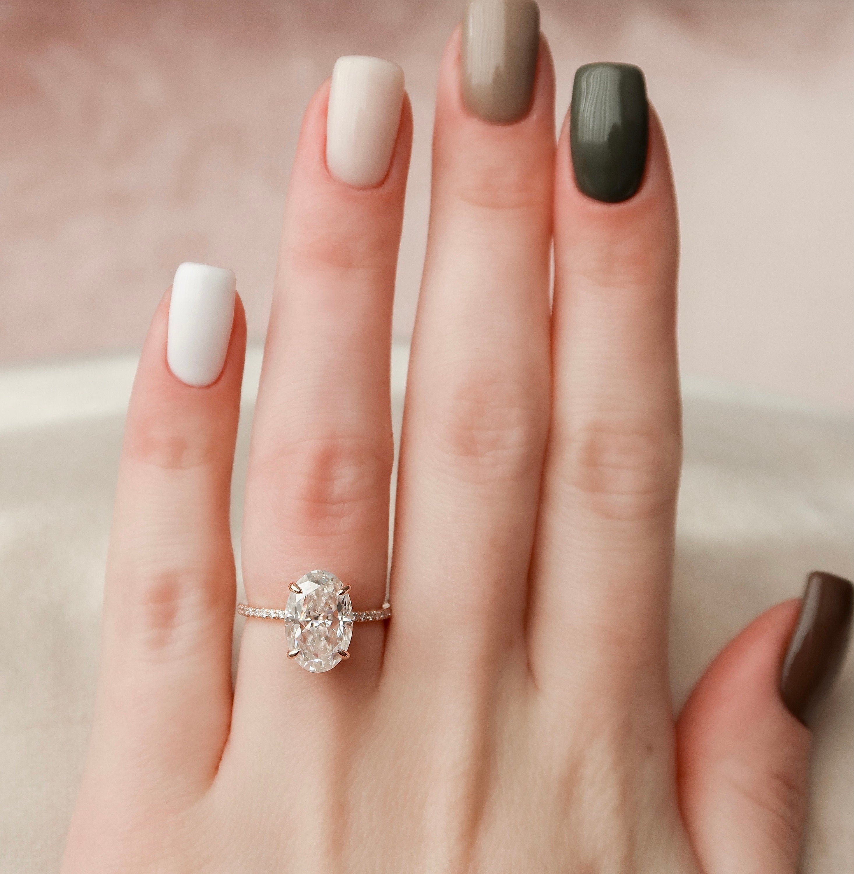 3.50 CT Oval Cut Moissanite Pave Setting Engagement Ring
