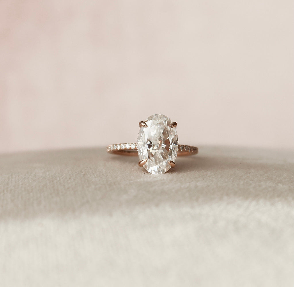 3.50 CT Oval Cut Moissanite Pave Setting Engagement Ring