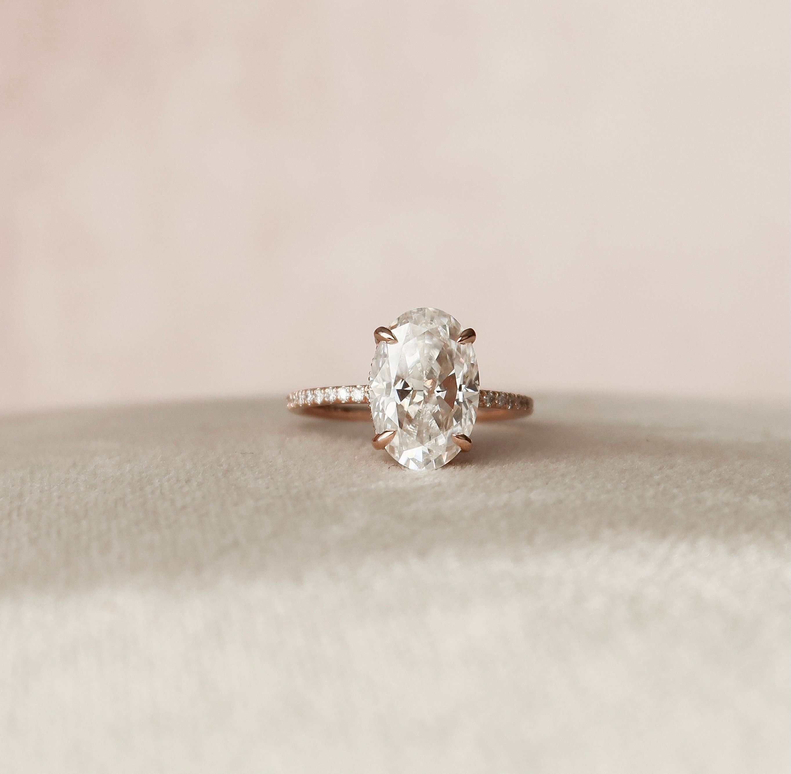 3.50 CT Oval Cut Moissanite Pave Setting Engagement Ring