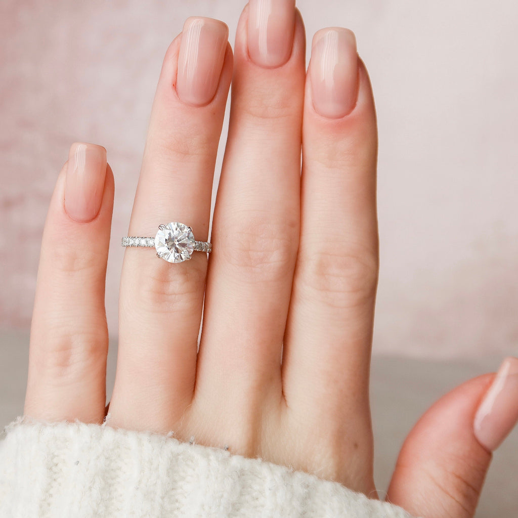 2.0 CT Round Moissanite Pave Engagement Ring