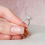 2.0 CT Elongated Cushion Moissanite Pave Setting Engagement Ring
