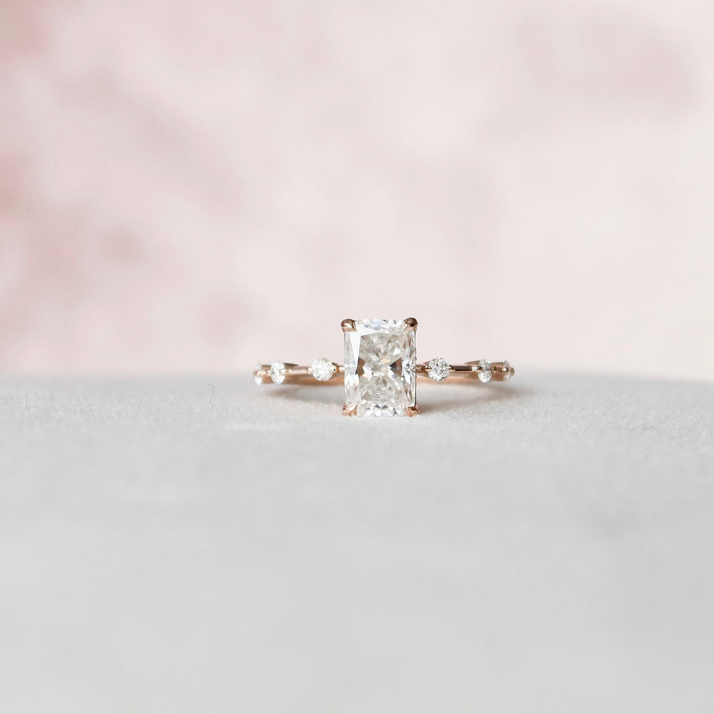 1.50 CT Radiant Moissanite Dainty Style Engagement Ring