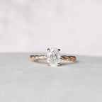 1.50 CT Oval Hidden Halo Twisted Band Moissanite Engagement Ring