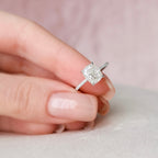 2.0 CT Elongated Cushion Moissanite Pave Setting Engagement Ring