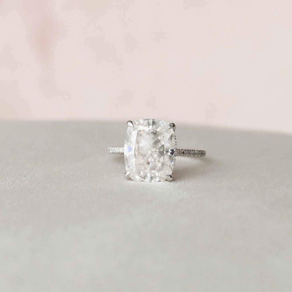 6.0 CT Elongated Cushion Moissanite Pave Setting Engagement Ring