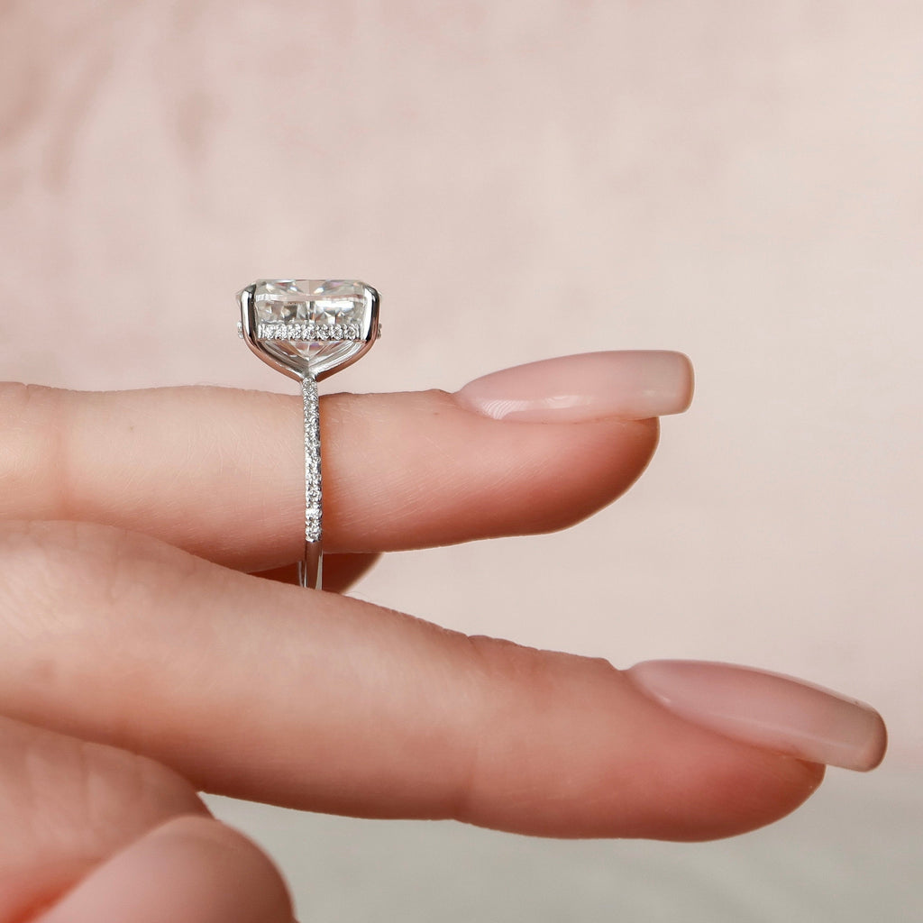 6.0 CT Elongated Cushion Moissanite Pave Setting Engagement Ring