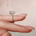 6.0 CT Elongated Cushion Moissanite Pave Setting Engagement Ring