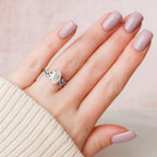 2.0CT Oval Cut Moissanite cluster Bridal Ring Set