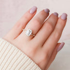 3.0CT Emerald Moissanite Solitaire Dainty Style Engagement Ring