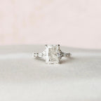 3.50 CT Radiant Cut Moissanite Cluster Engagement Ring