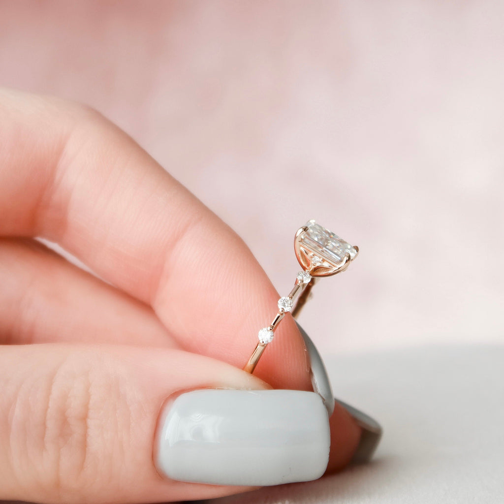 1.50 CT Radiant Moissanite Dainty Style Engagement Ring