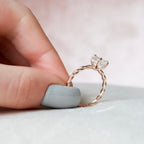 1.50 CT Oval Hidden Halo Twisted Band Moissanite Engagement Ring