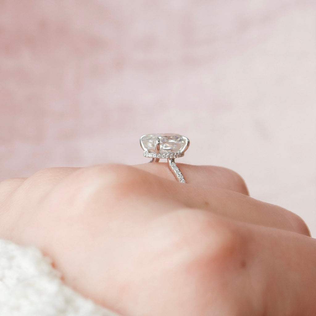 3.50 CT Oval Cut Moissanite Pave Setting Engagement Ring