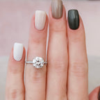 2.50 CT Round Moissanite Hidden Halo Setting Engagement Ring