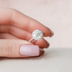 3.0 CT Round Moissanite Halo Setting Engagement Ring