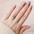 3.0 CT Round Moissanite Halo Setting Engagement Ring