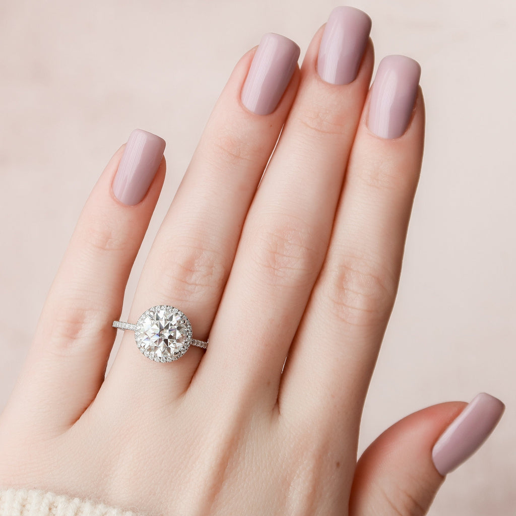 3.0 CT Round Moissanite Halo Setting Engagement Ring