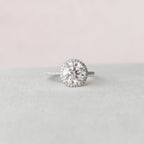 3.0 CT Round Moissanite Halo Setting Engagement Ring