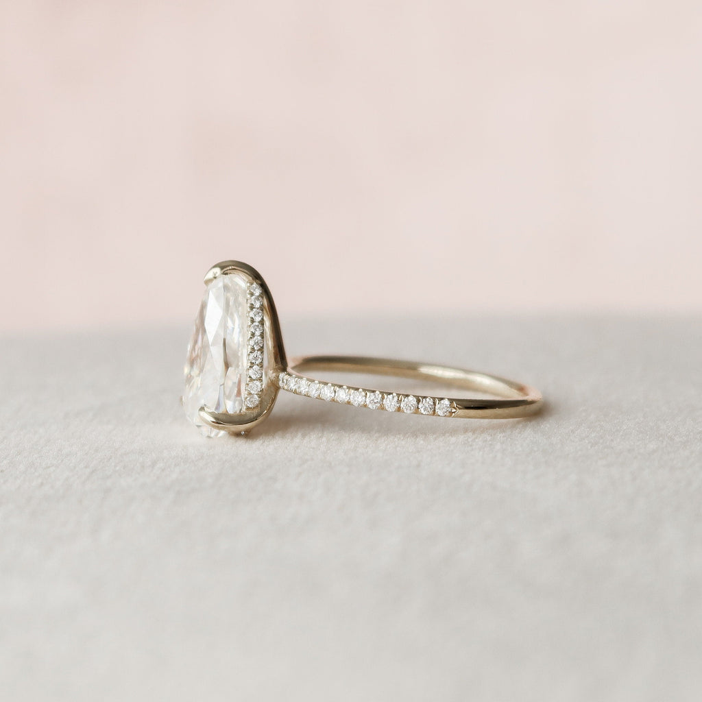 2.50 CT Pear Moissanite Pave Setting Engagement Ring