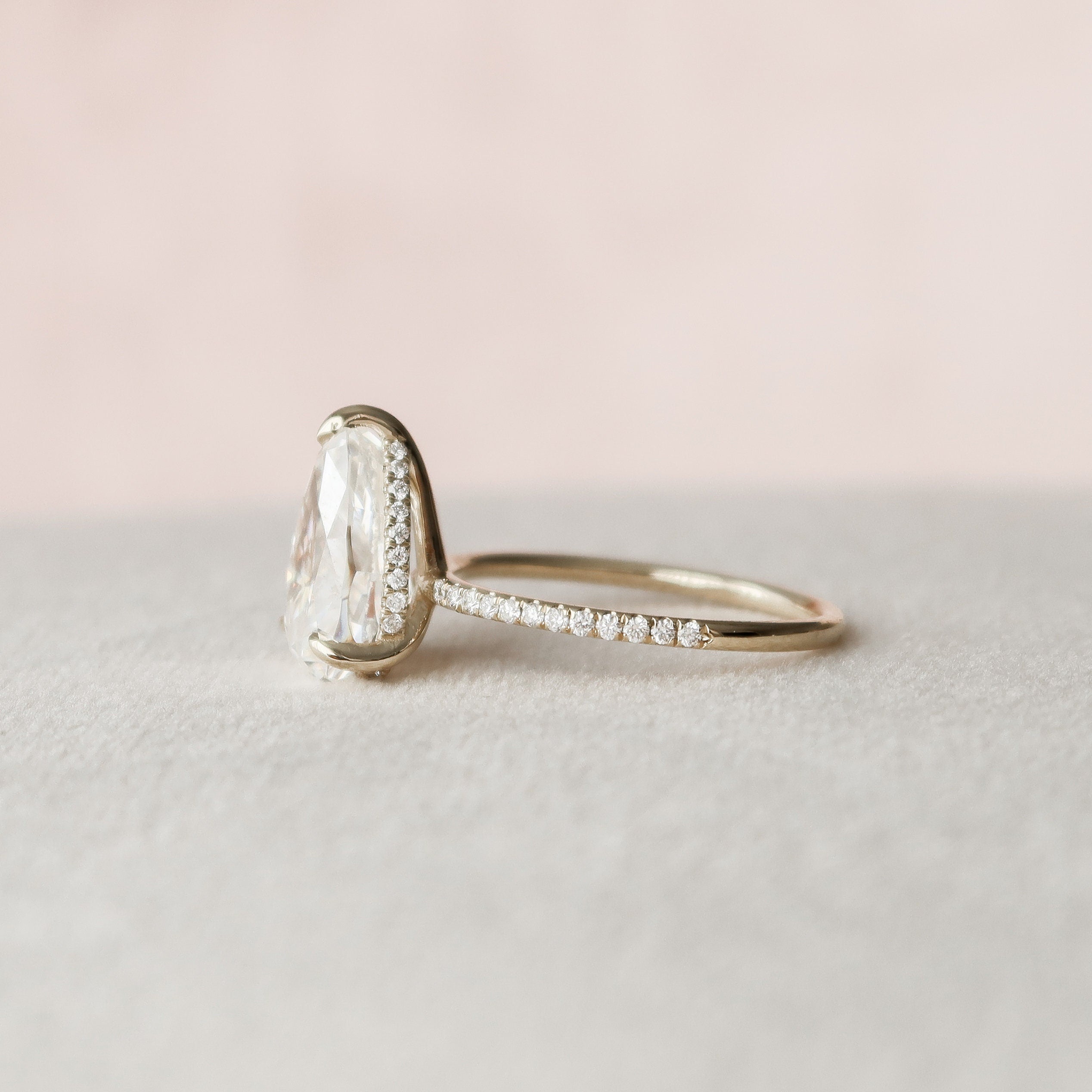 2.50 CT Pear Moissanite Pave Setting Engagement Ring