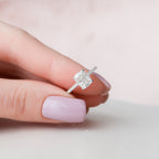 1.50 CT Cushion Cut Pave Moissanite Engagement Ring