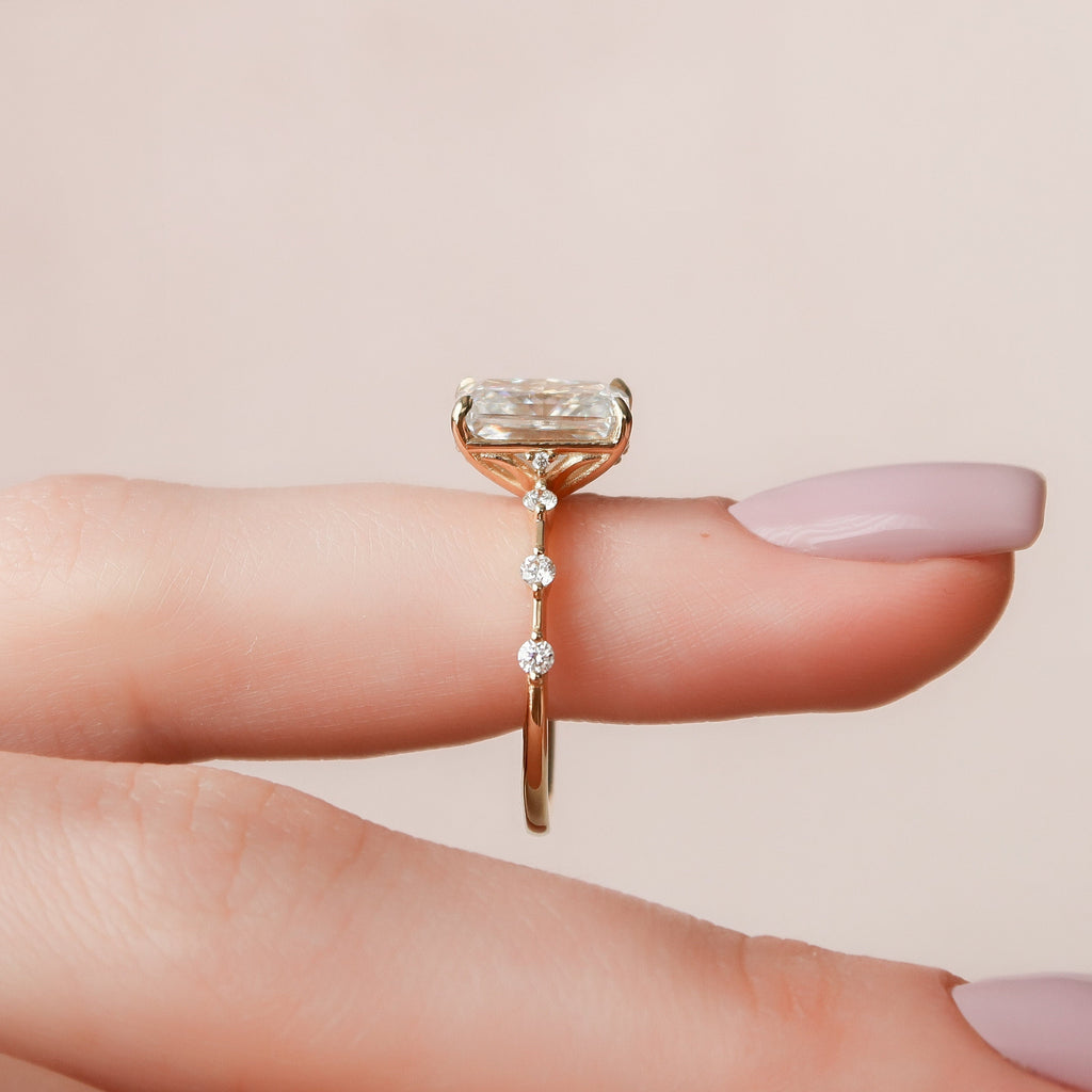 3.50 CT Radiant Cut Moissanite Dainty Engagement Ring