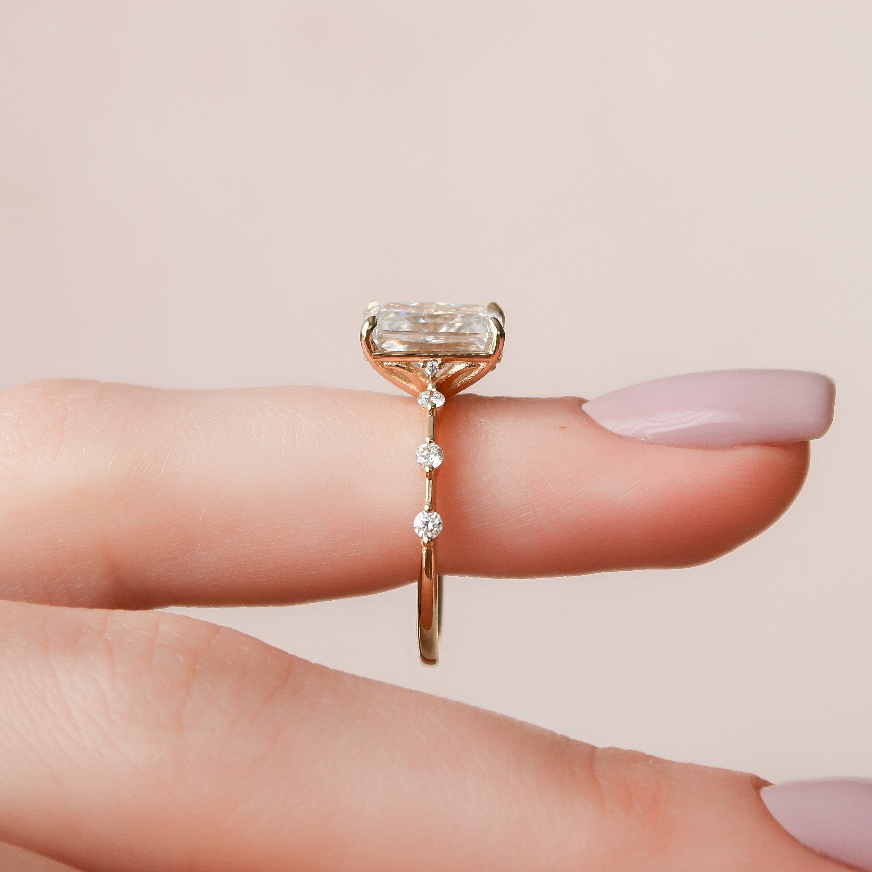 3.50 CT Radiant Cut Moissanite Dainty Engagement Ring