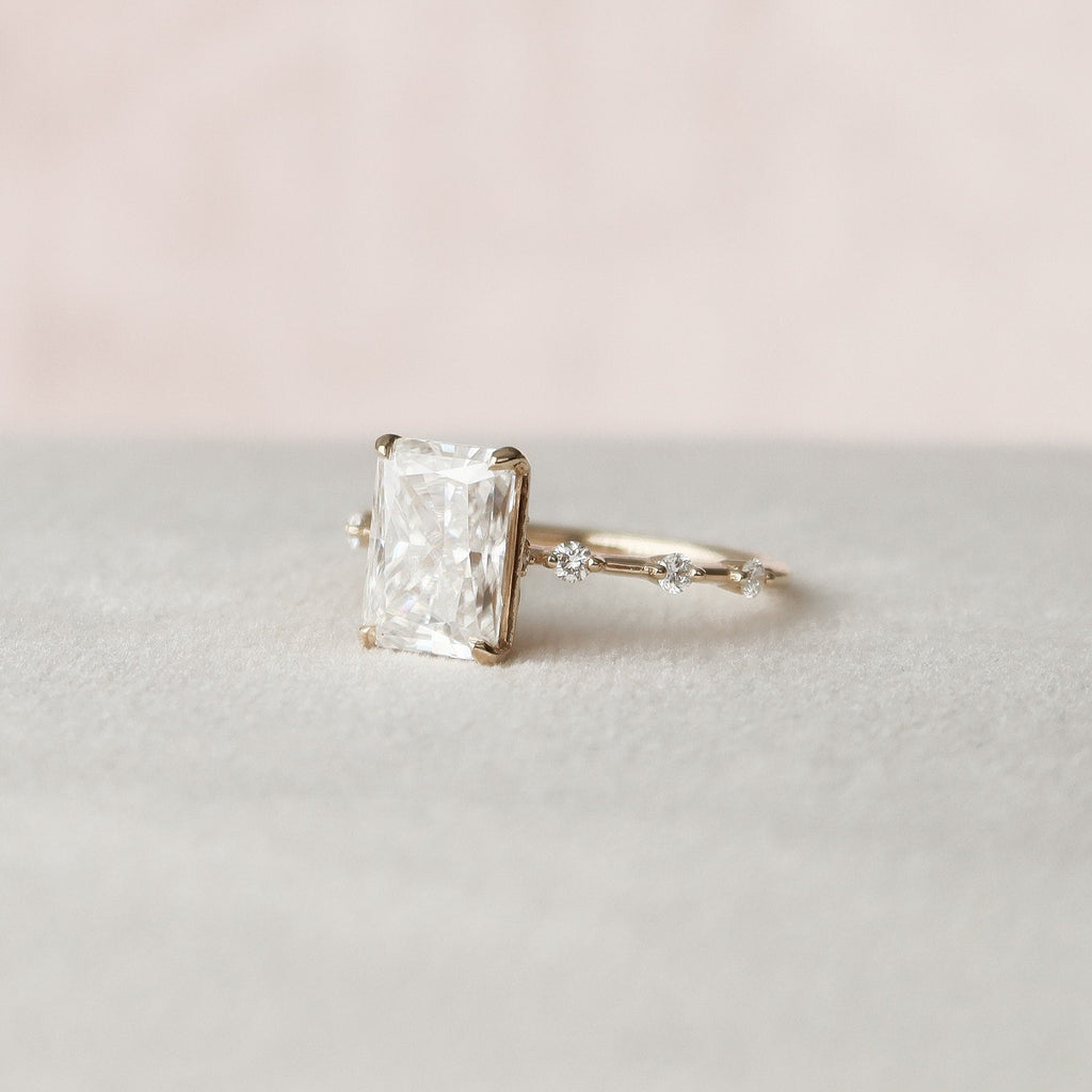 3.50 CT Radiant Cut Moissanite Dainty Engagement Ring