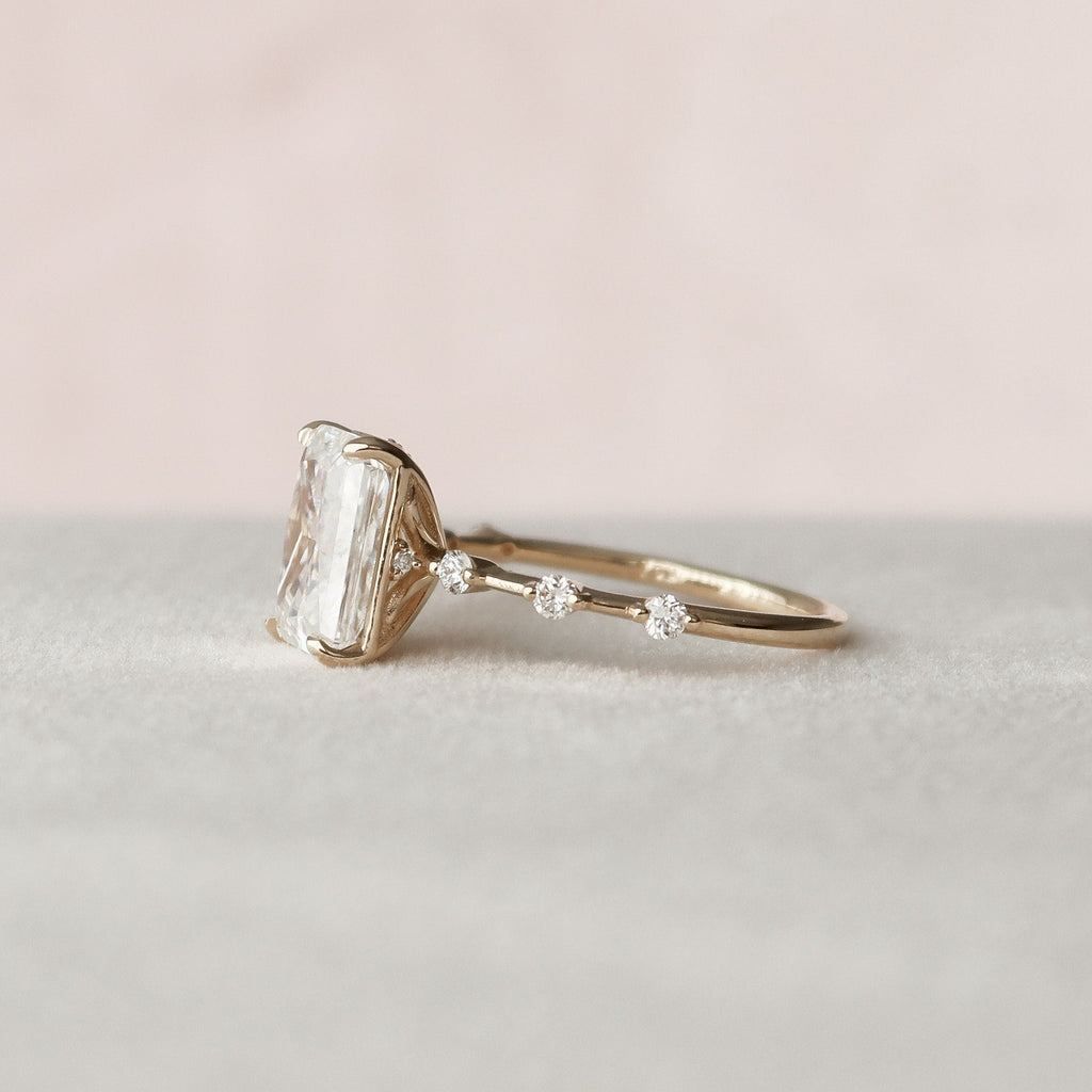 3.50 CT Radiant Cut Moissanite Dainty Engagement Ring