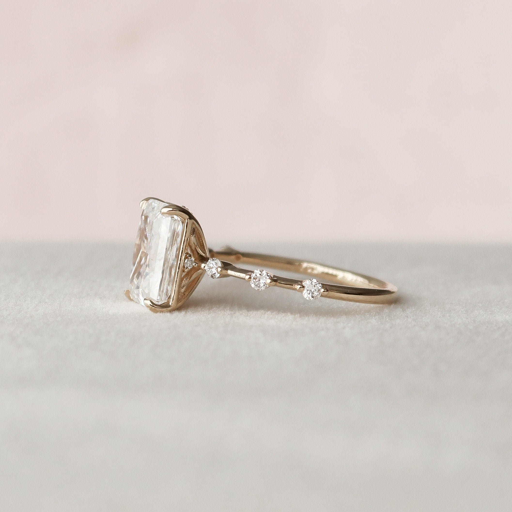 3.50 CT Radiant Cut Moissanite Dainty Engagement Ring