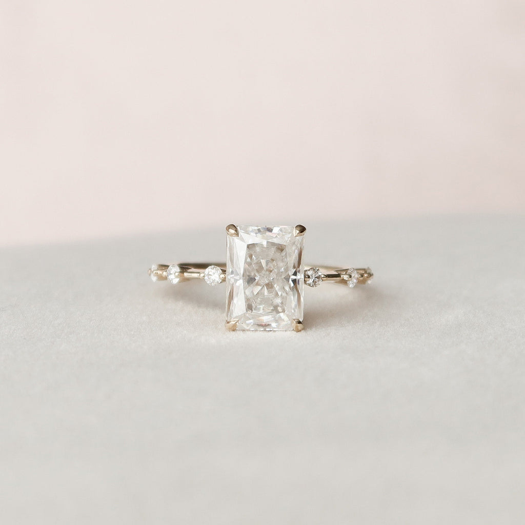 3.50 CT Radiant Cut Moissanite Dainty Engagement Ring
