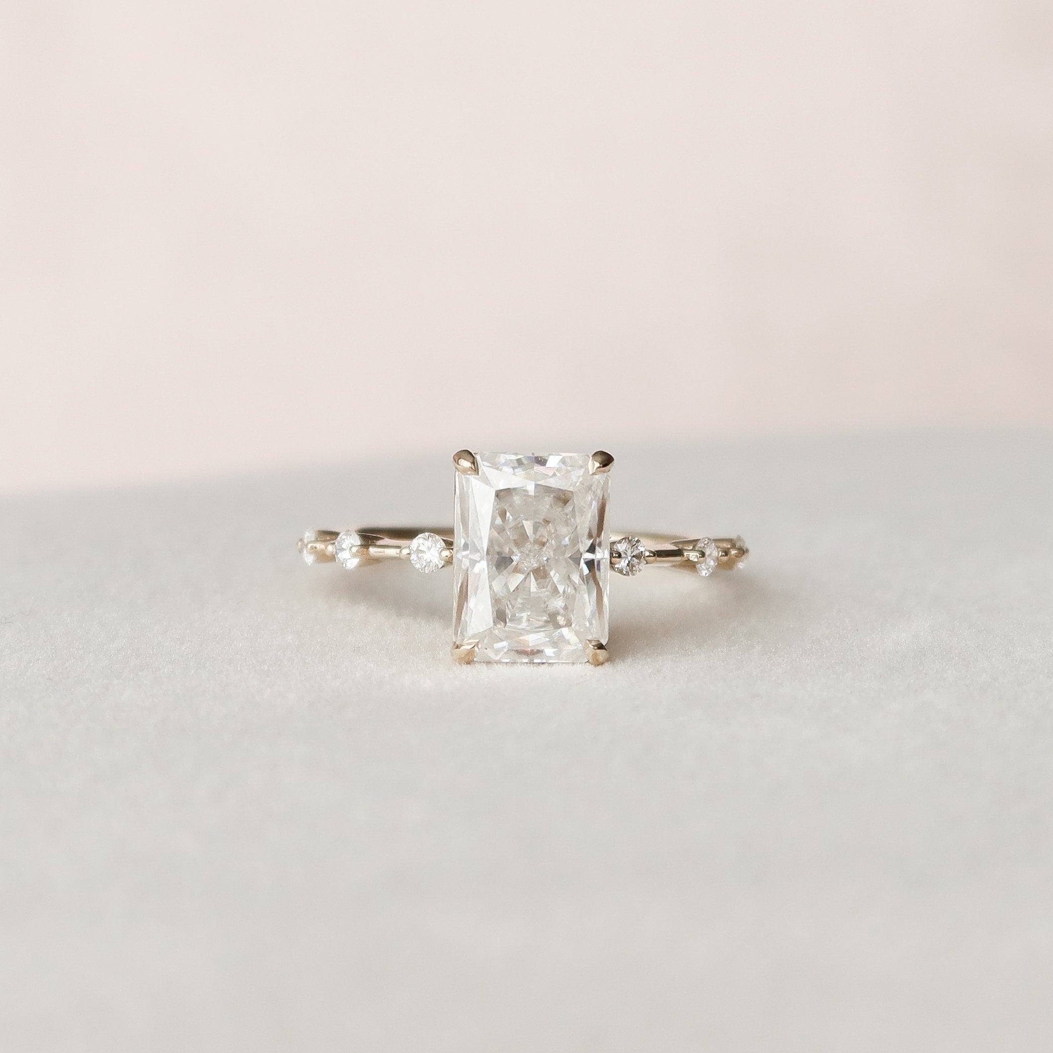 3.50 CT Radiant Cut Moissanite Dainty Engagement Ring