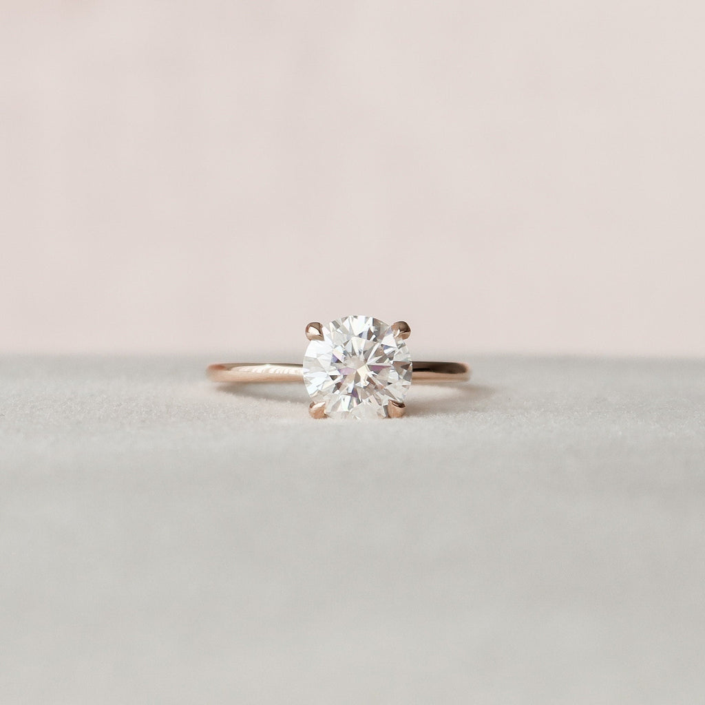 1.50 CT Round Cut Moissanite Hidden Halo Engagement Ring